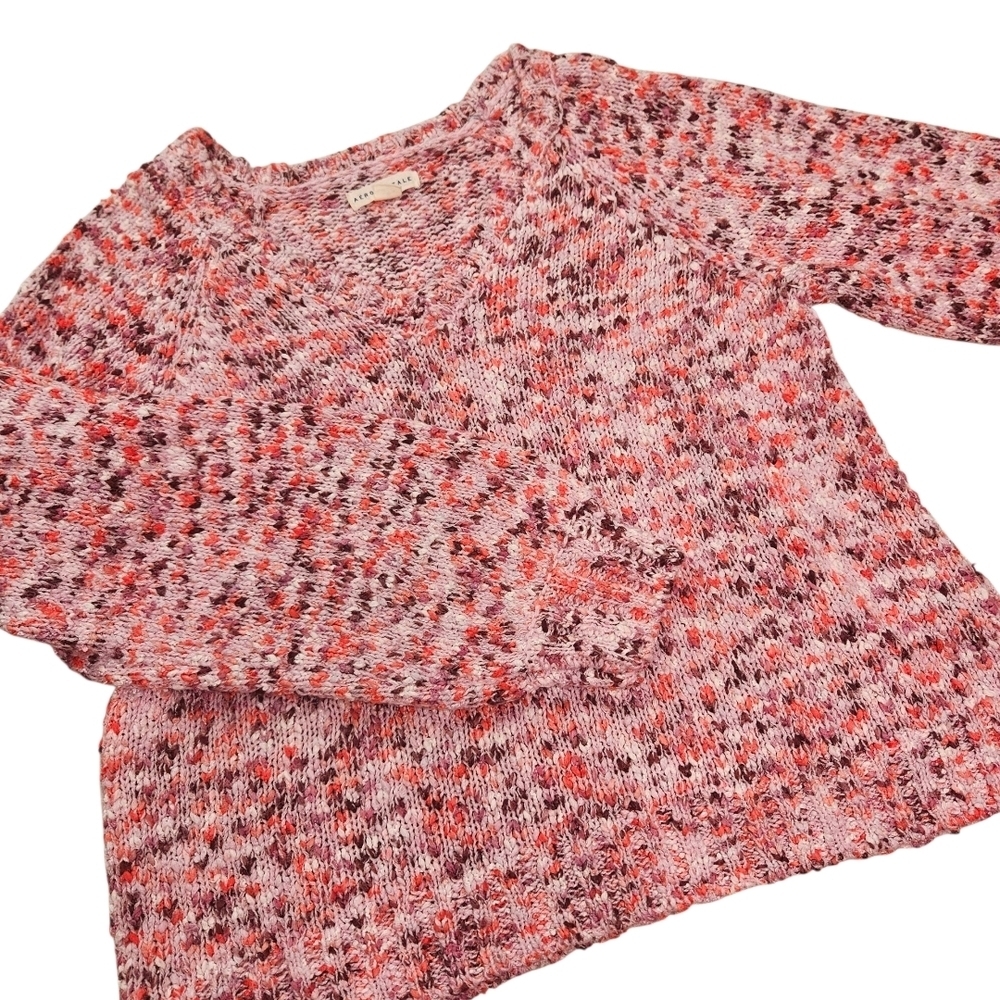 Aeropostale Women's Cozy V-Neck Marled Pink Sweater